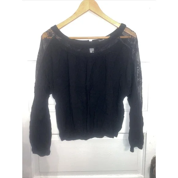 Black Long Sleeve With Embroidery Along Sleeves And Neckline. Small - Picture 1 of 9